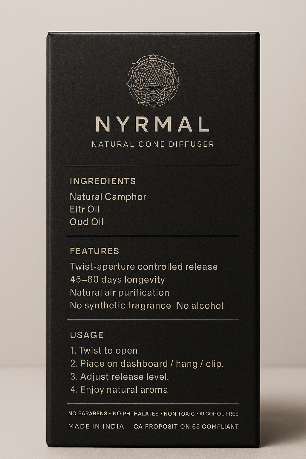 Nyrmal premium packaging — open box view